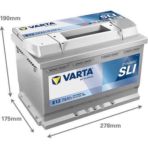 E12 Varta Dynamic SLI Car Battery 12V 74Ah (574013068) (096R